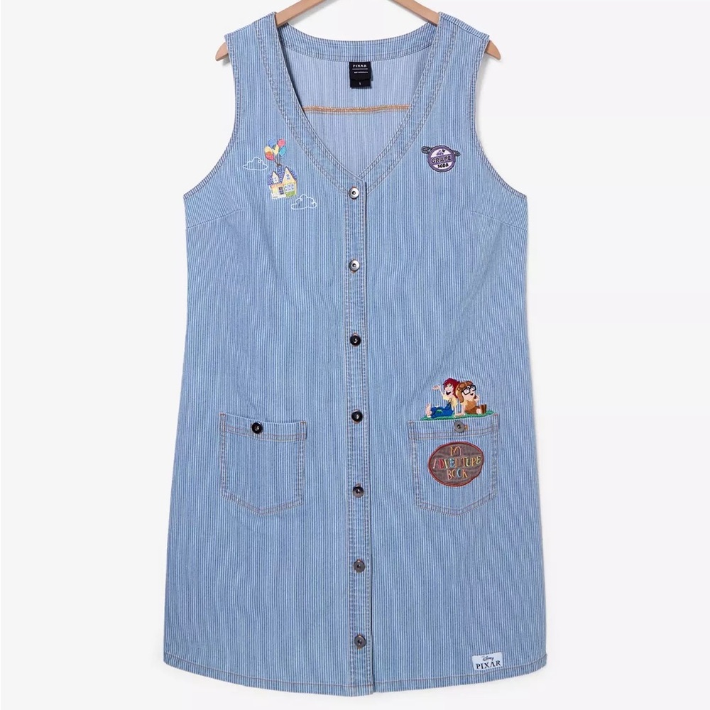Disney Pixar Up Young Carl & Ellie Denim Plus Size Dress — BoxLunch Exclusive